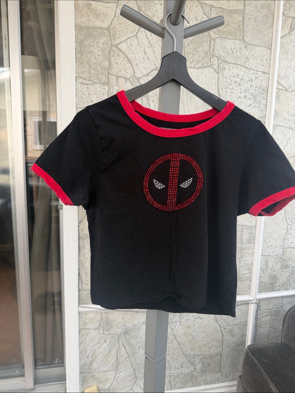 Her Universe Black Tee with Red Trim and Marvel Logo